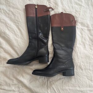 Franco Sarto NWOT Clove 2 Black and Brown Knee-High Riding Boots Sz 9